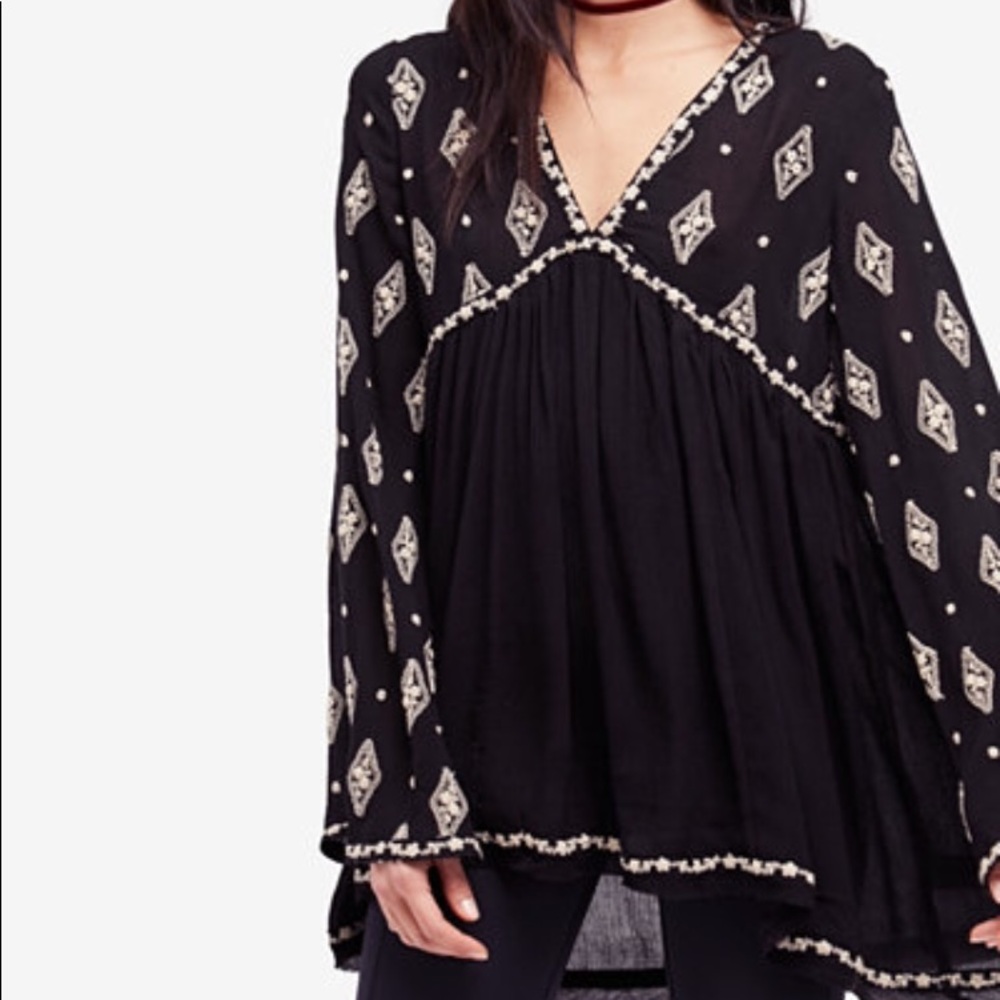 NWT Free People Diamond Embroidered top